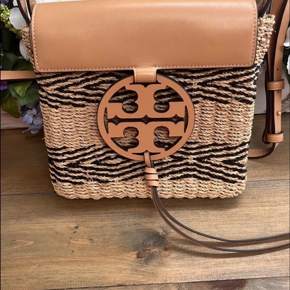 Tory Burch Miller stripe straw crossbody with dust bag - Picture 12 of 12